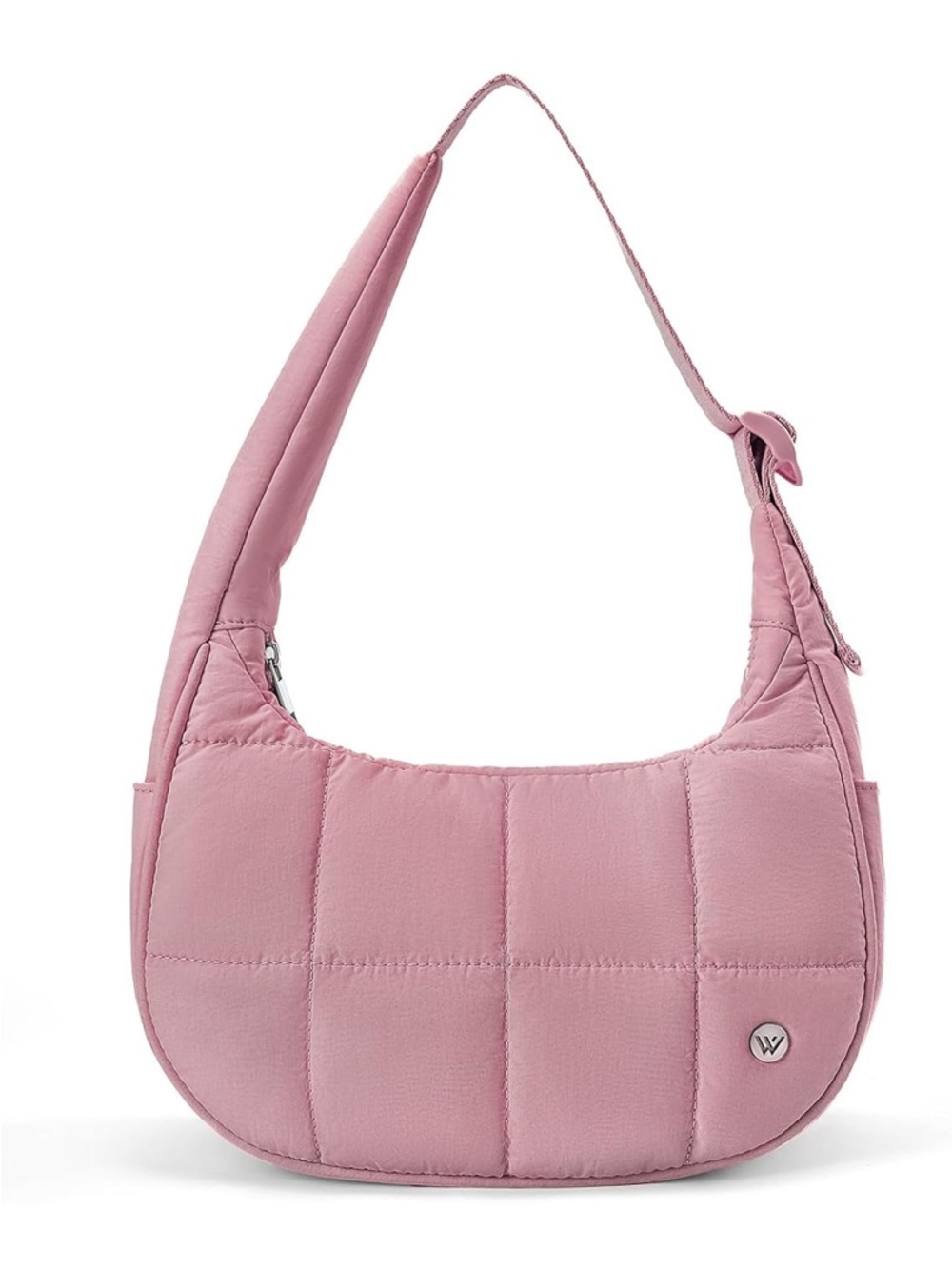 Small Puffer Crescent Shoulder Bag - Pink